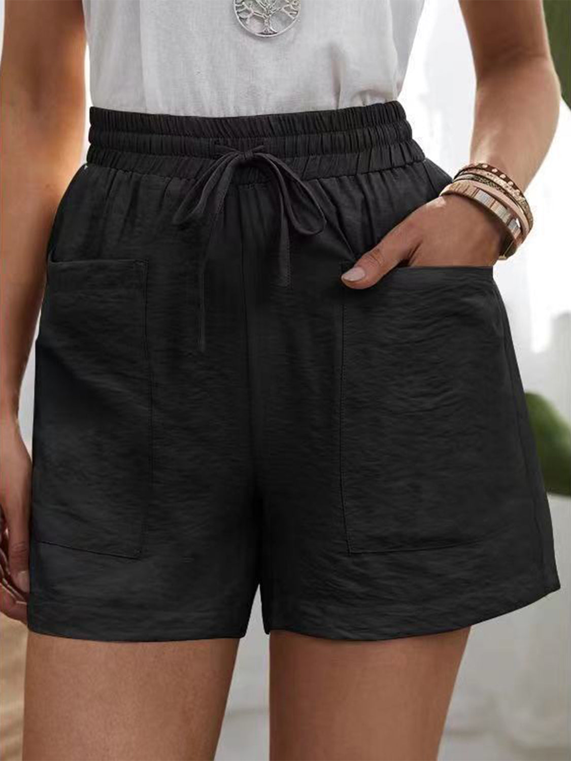 Full Size Drawstring Shorts with Pockets