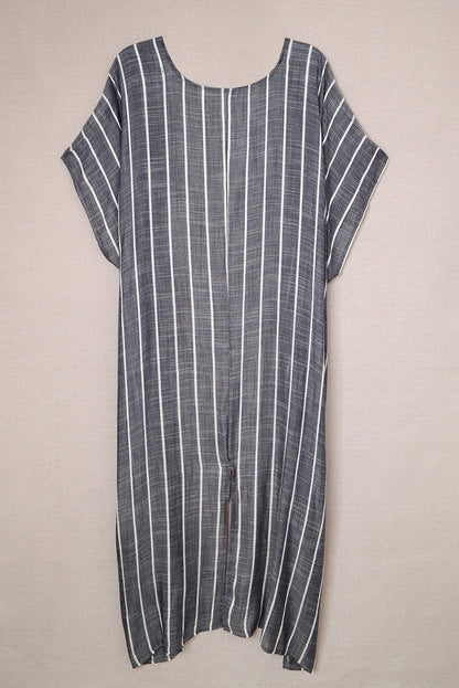 Striped Open Front Longline Cover Up