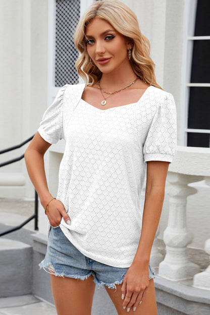 Eyelet Short Sleeve Top