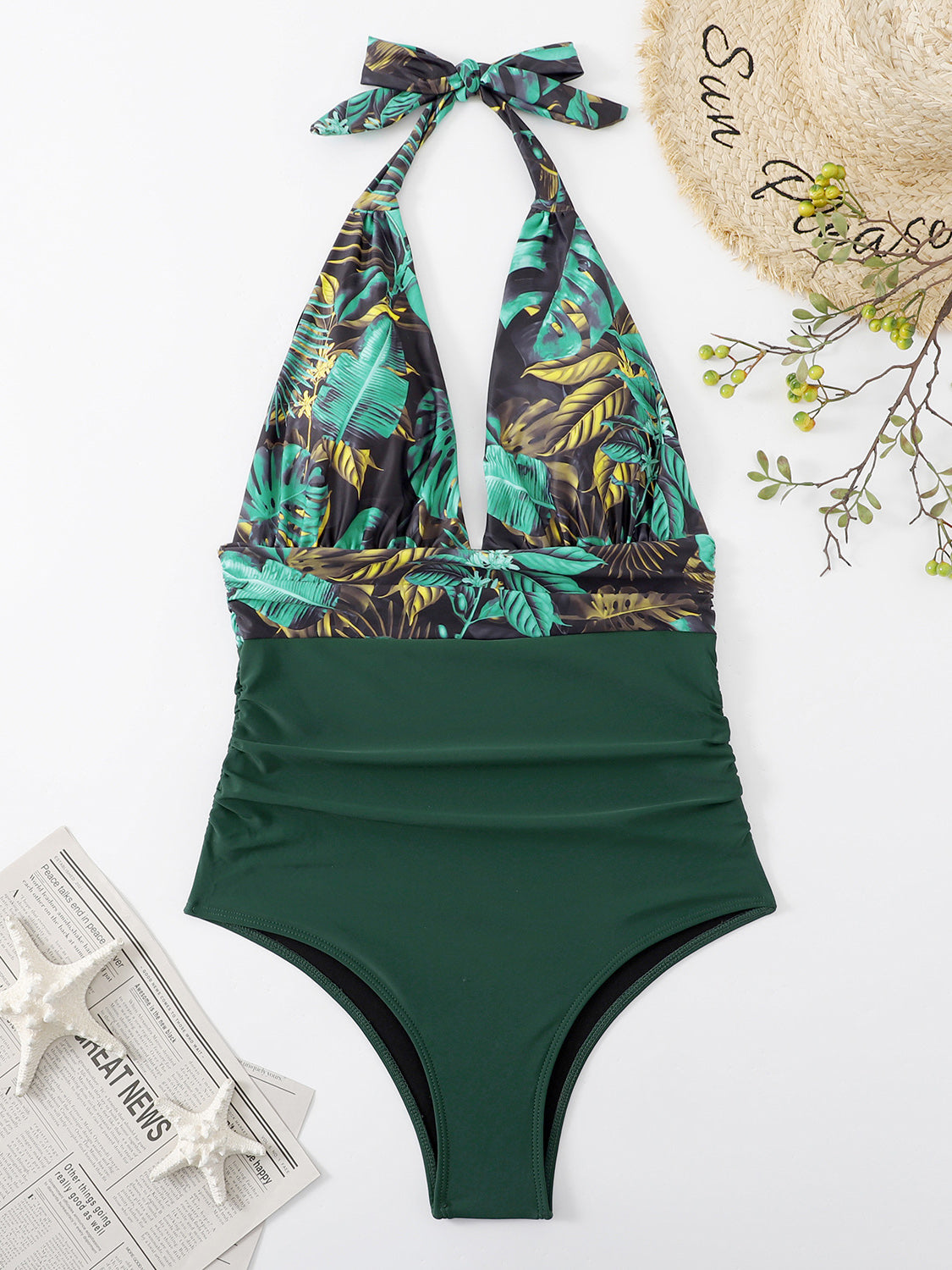 Halter Neck One-Piece Swimwear