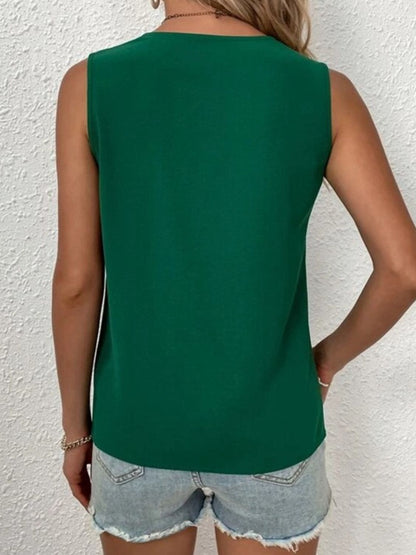 Full Size Lace Detail V-Neck Tank