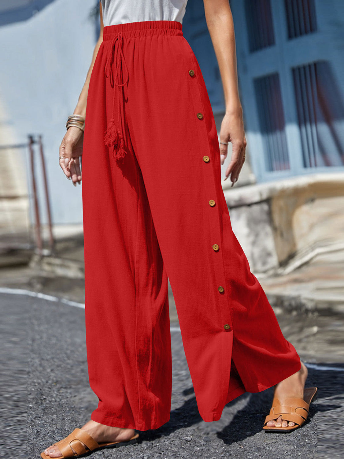 Full Size Tassel Wide Leg Pants