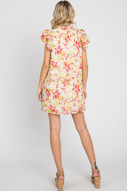 GeeGee Floral Short Sleeve Mini Dress