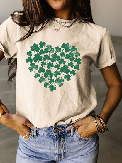 Full Size Lucky Clover Round Neck Short Sleeve T-Shirt