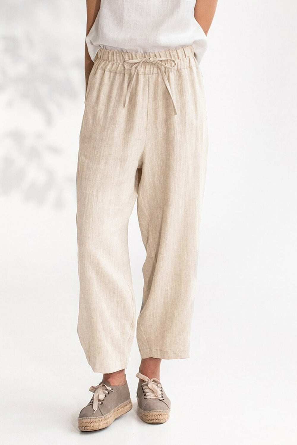 Drawstring Cropped Pants with Pockets