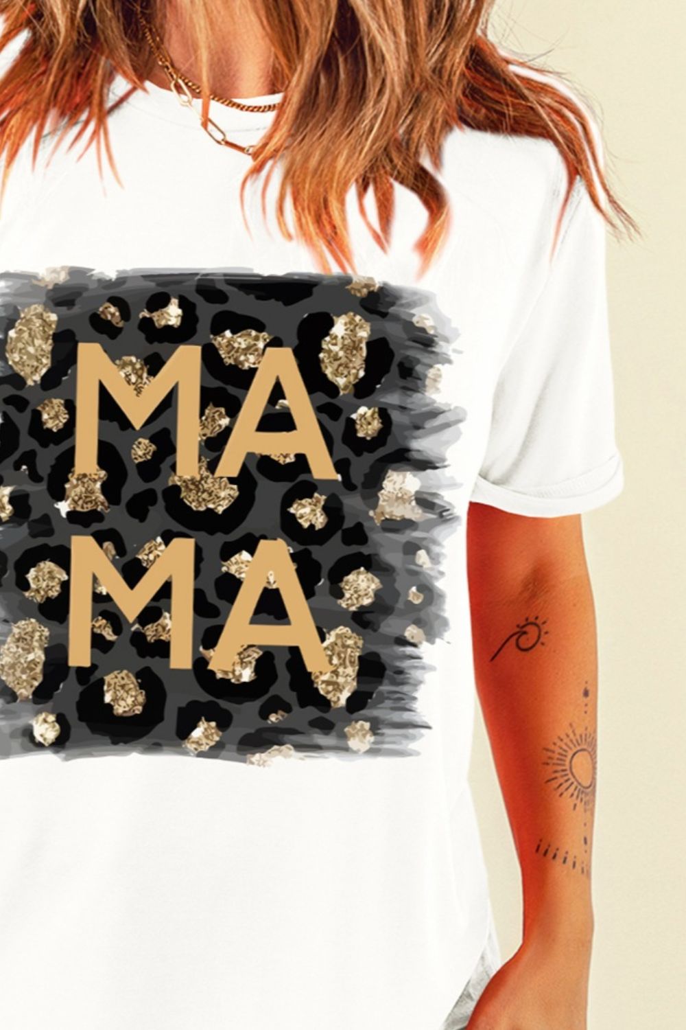 MAMA Round Neck Short Sleeve T-Shirt