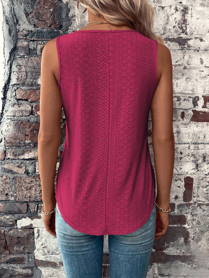 Eyelet V-Neck Wide Strap Tank