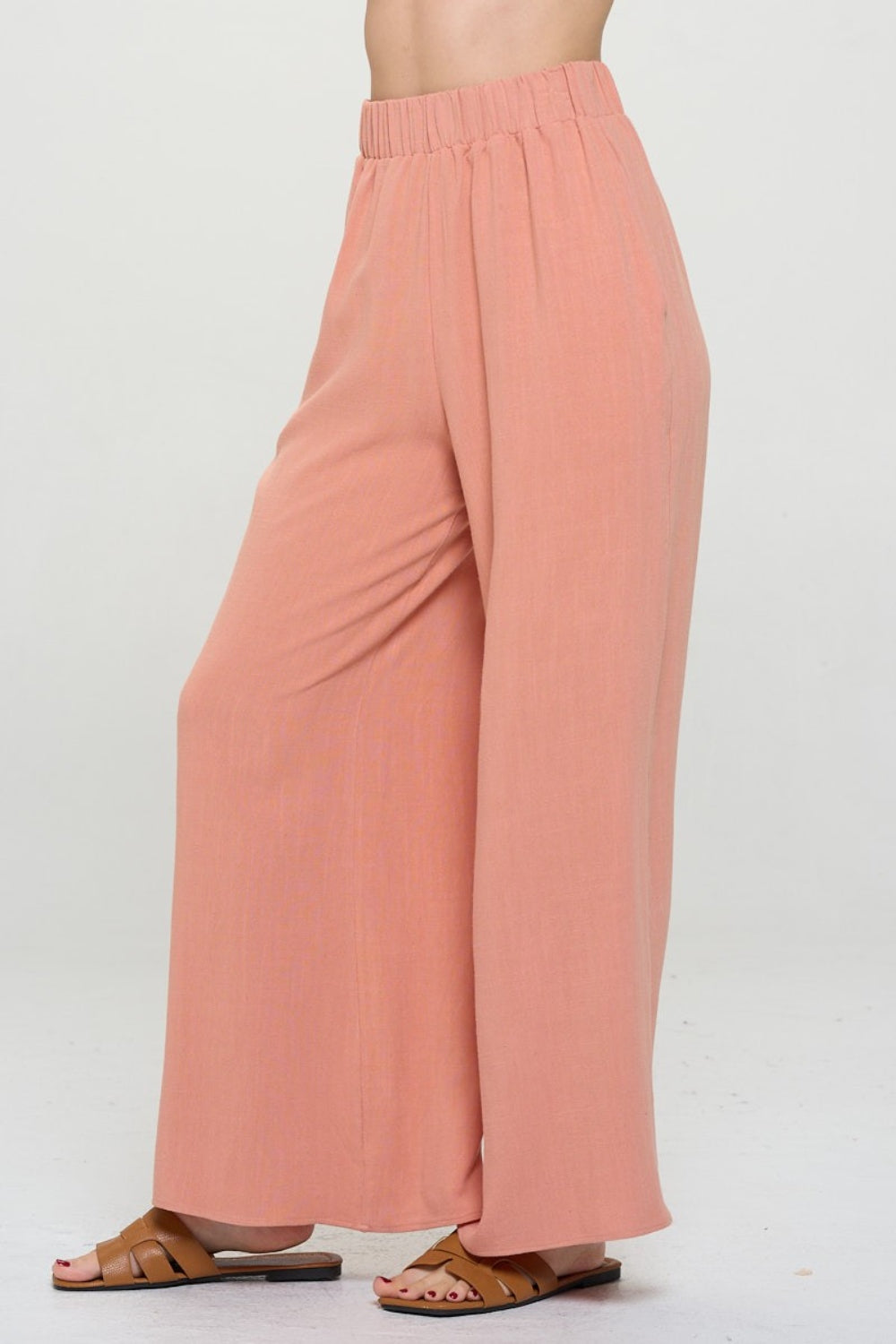 RENEE C Linen Wide Leg Pants with Pockets