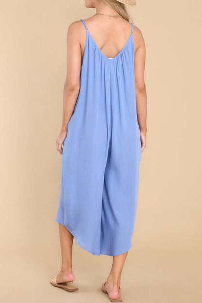 Pocketed Spaghetti Strap V-Neck Jumpsuit