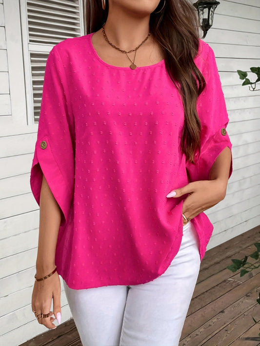 Swiss Dot Round Neck Blouse