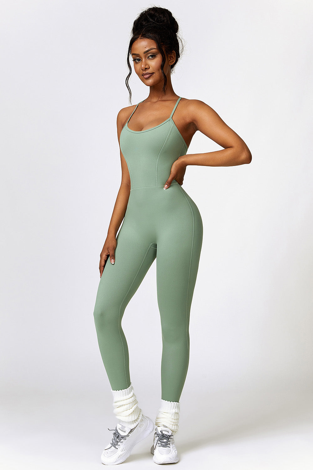 Basic Bae Open Back Spaghetti Strap Active Jumpsuit