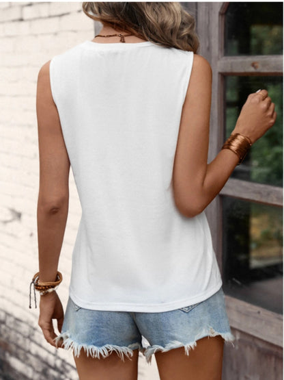 Lace Detail Round Neck Tank